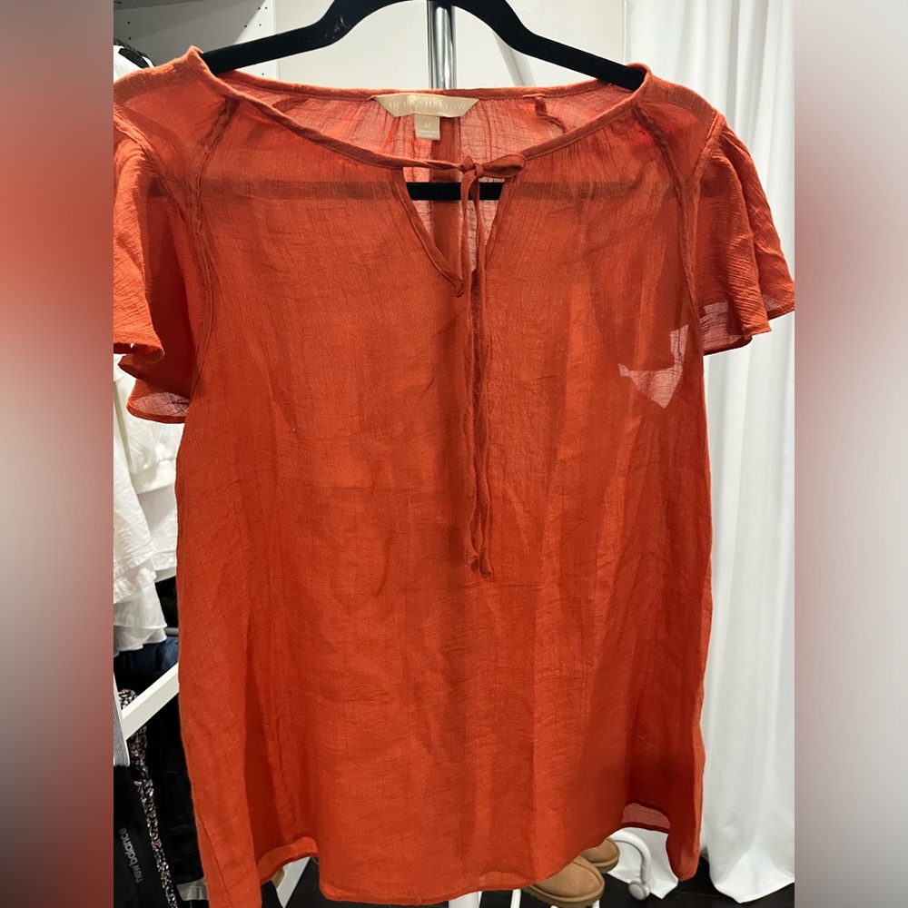 Orange Linen Blouse